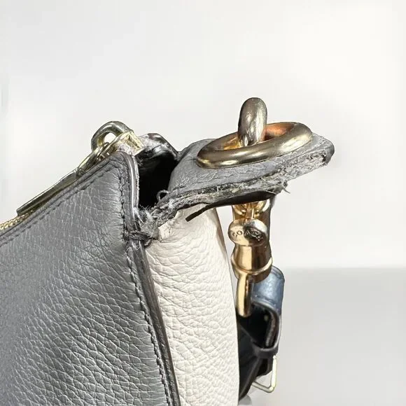 Coach F76697 Jes Colorblock Hobo Heather Gray/Black Pebbled Leather Shoulder Bag - Picture 4 of 12